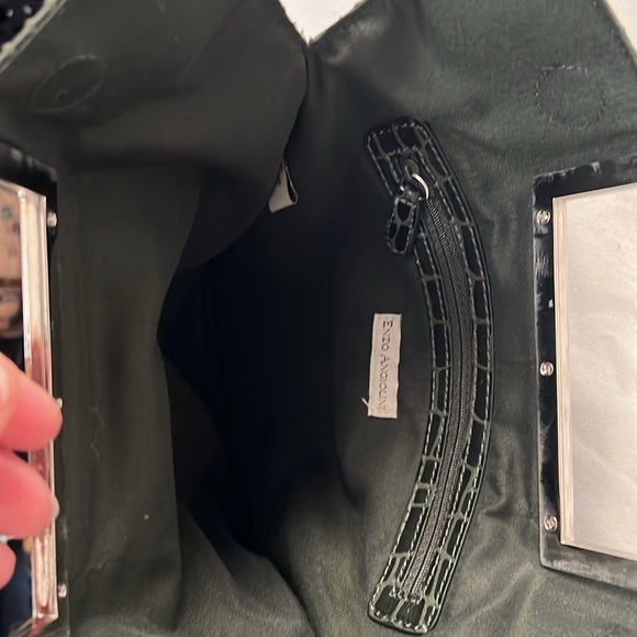 Enzo Angiolini Dark Green Croc Embossed Bag - Picture 5 of 6